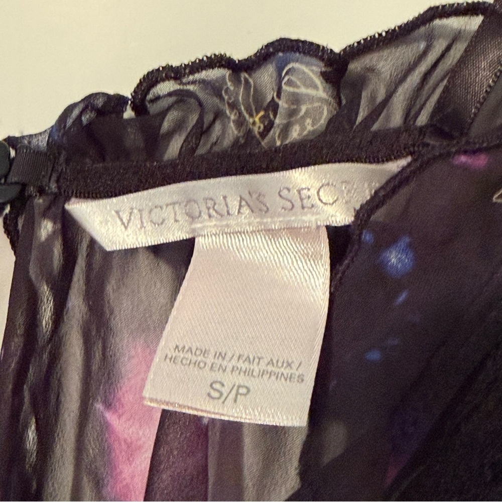 Victoria's Secret Black and Purple Sheer Lingerie baby doll camisole fairy lace - Picture 2 of 7